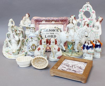 Lot 328 - A Tray of Victorian Staffordshire Pottery,...