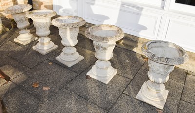 Lot 1379 - A Set of Five Weathered Composition Garden...