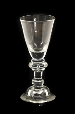 Lot 4 - A Wine Glass, circa 1720, the funnel bowl on...
