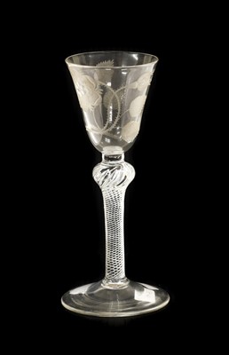 Lot 13 - A Jacobite Wine Glass, circa 1750, the rounded...