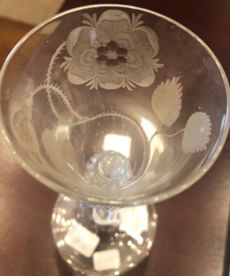 Lot 13 - A Jacobite Wine Glass, circa 1750, the rounded...