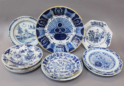 Lot 302 - A Delft Peacock Charger, 18th century,...