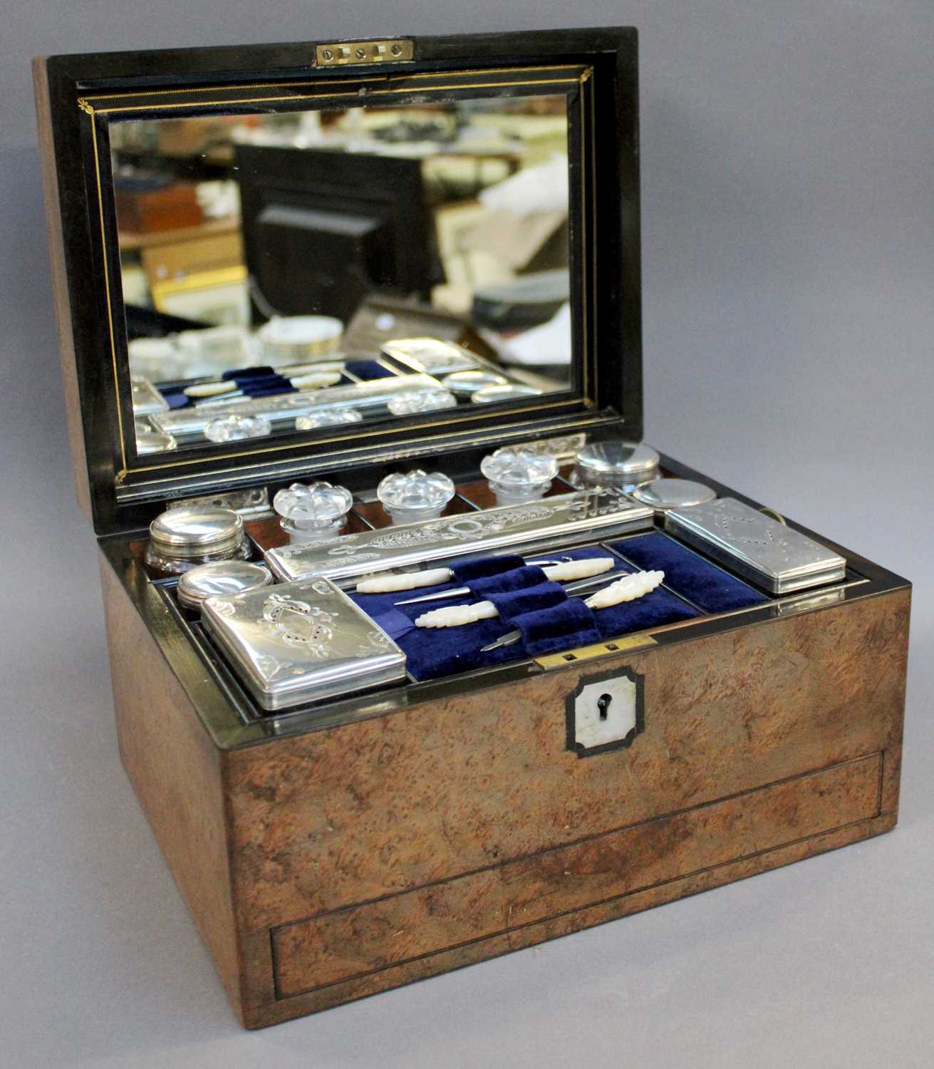 Lot 330 - A Victorian Burr Maple Vanity Case, with...