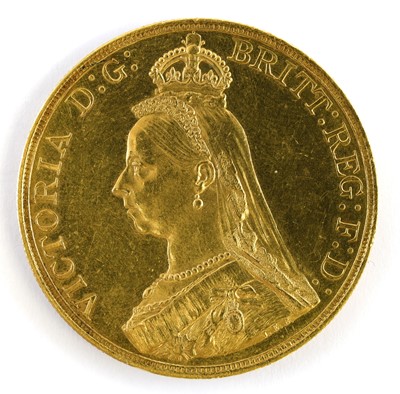 Lot 141 - Victoria, Gold £5 1887, obv. Jubilee bust left,...