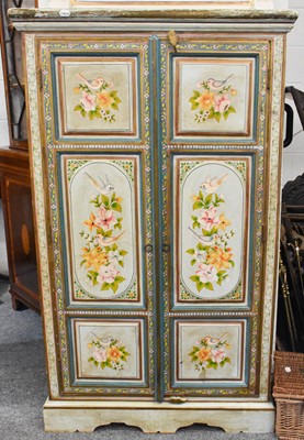 Lot 1325 - A Modern Painted Two Door Cabinet, decorated...