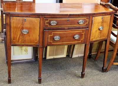 Lot 1190 - A Mahogany Bow Front Sideboard, 19th century,...