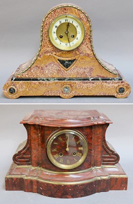 Lot 298 - A Victorian Red Marble Striking Mantel Clock,...