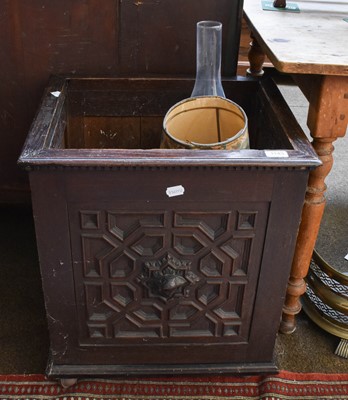 Lot 1143 - An Early 20th Century Carved Oak Log Bin,...