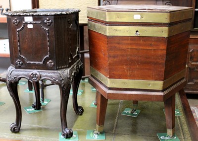 Lot 1145 - A Brass-Bound Mahogany Cellaret, of hexagonal...