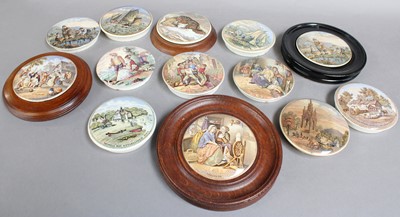 Lot 370 - Thirteen Prattware Pot Lids, late 19th century,...