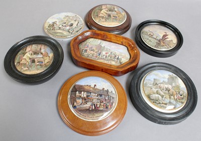 Lot 373 - Seven Prattware Pot Lids, late 19th century,...