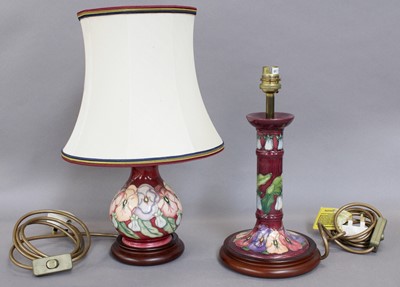 Lot 390 - A Modern Moorcroft Lamp, Pansy pattern...