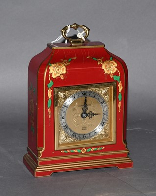 Lot 276 - A Red Japanned Mantel Timepiece, dial signed...