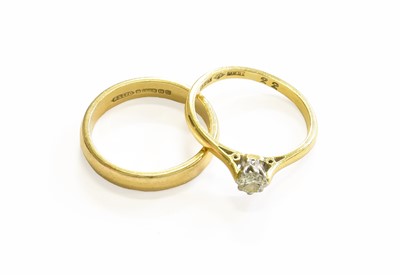Lot 34 - A 9 Carat Gold Band Ring, finger size M; and A...