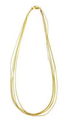 Lot 11 - An 18 Carat Gold Five Row Necklace, length 46.2cm