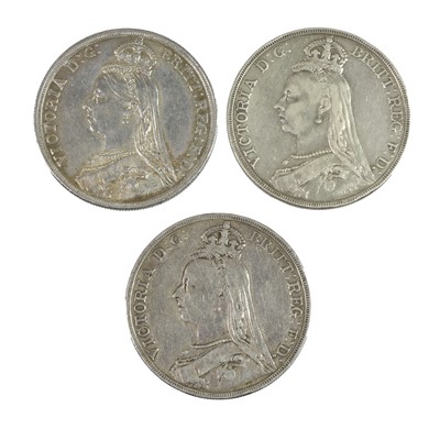 Lot 101 - 3 x Victoria, Crowns comprising: 1887(x2) and...
