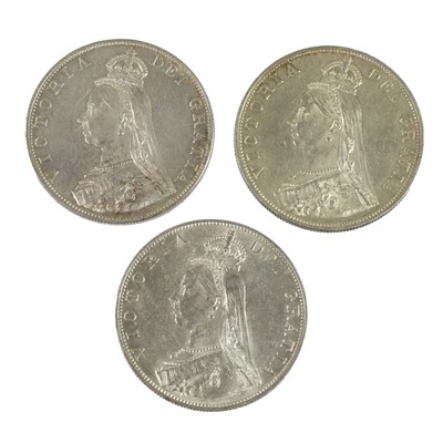 Lot 108 - 3 x Victoria, Double Florins 1887, two with...