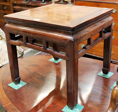 Lot 1204 - A Chinese Hardwood Square Low Table, late 19th...