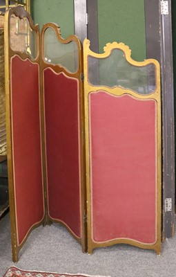 Lot 1114 - A Folding Giltwood Three Panelled Dressing...