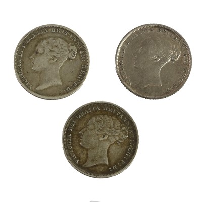Lot 124 - 3 x Victoria, Sixpences: 1844(x2) and 1882...
