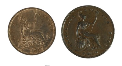 Lot 37 - 2 x Victoria, Pennies comprising: 1844 obv....