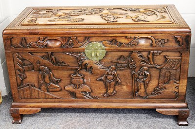 Lot 1364 - A Chinese Carved Canphor Wood Box, 89cm by...