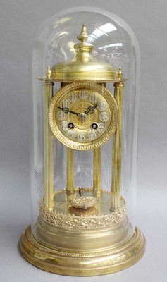 Lot 1027 - A Striking Mantel Clock, beneath glass dome,...