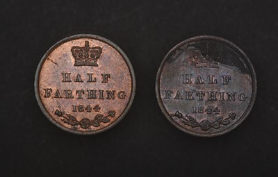 Lot 48 - 2 x Victoria, Half Farthings 1844, obv. young...