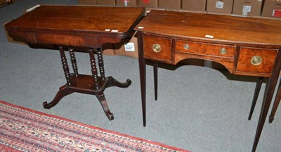 Lot 723 - A 19th century mahogany fold over swivel top tea table and a small bow front side table