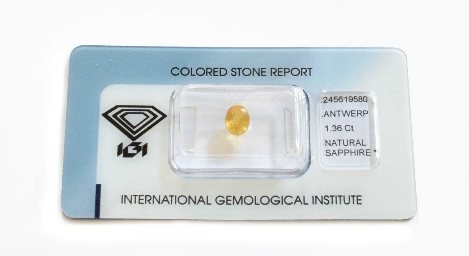 Lot 110 - A Loose Yellow Sapphire, weighing 1.36 carat...