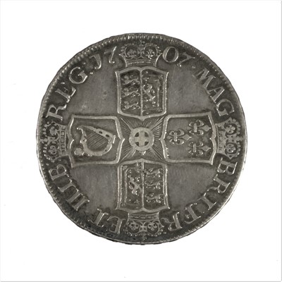 Lot 74 - Anne, Crown 1707 SEPTIMO obv. second draped...