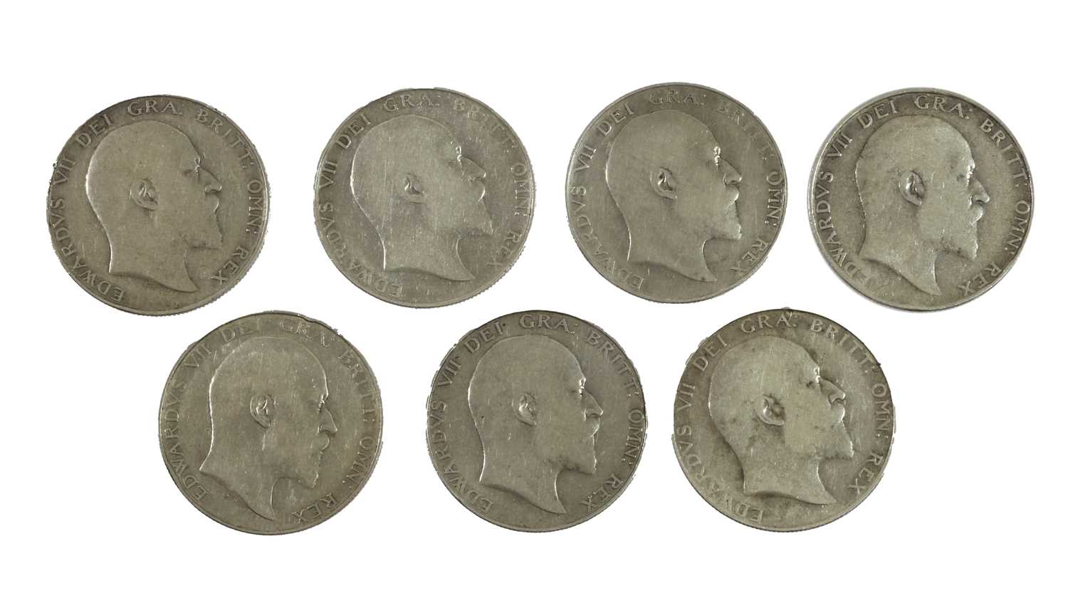 Lot 131 - 7 x Edward VII, Halfcrowns: 1902, 1904, 1906,...