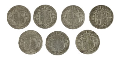 Lot 131 - 7 x Edward VII, Halfcrowns: 1902, 1904, 1906,...