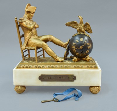 Lot 314 - A Gilt Metal and Marble Mantel Timepiece...