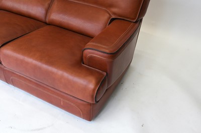 Lot 354 - A Brown Leather Three-Piece Suite, modern,...