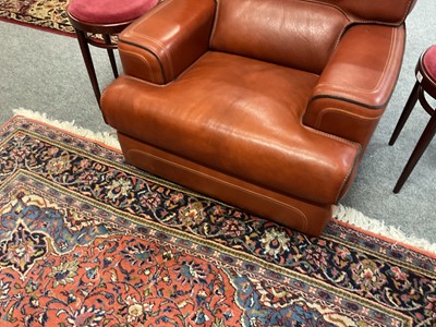 Lot 354 - A Brown Leather Three-Piece Suite, modern,...