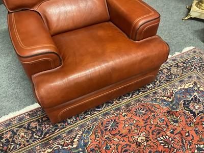 Lot 354 - A Brown Leather Three-Piece Suite, modern,...