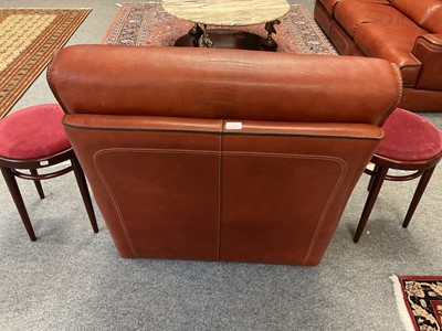 Lot 354 - A Brown Leather Three-Piece Suite, modern,...