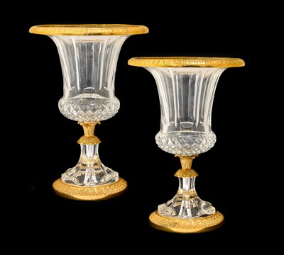 Lot 225 - A Pair of Gilt Metal Mounted Glass...