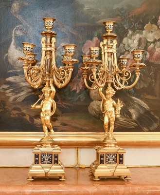 Lot 230 - A Pair of French Gilt Metal and Champlevé...