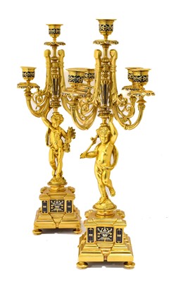 Lot 230 - A Pair of French Gilt Metal and Champlevé...