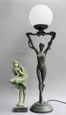 Lot 1028 - An Art Deco Style Figural Table Lamp, 67cm and...