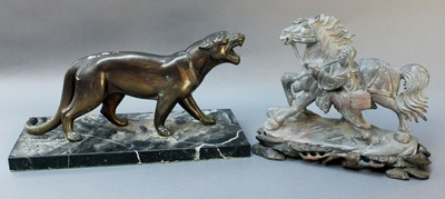 Lot 290 - A Chinese Carved Stone Model of a Horse and...