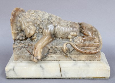 Lot 326 - A Carved Alabaster Model of The Lion of...