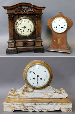 Lot 1042 - A French Marble Striking Mantel Clock, an...