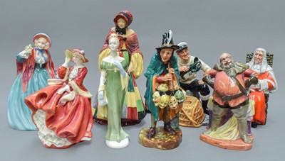 Lot 302 - Eight Royal Doulton Figures Including; 'Parson'...