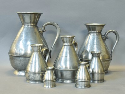 Lot 255 - Seven Pewter Haystack Measures including;...