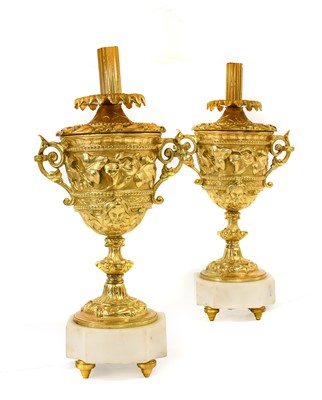 Lot 25 - A Pair of Gilt Metal Table Lamps, in Louis XIV...