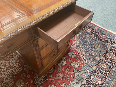 Lot 1 - A Carved Mahogany Double Pedestal Desk, late...