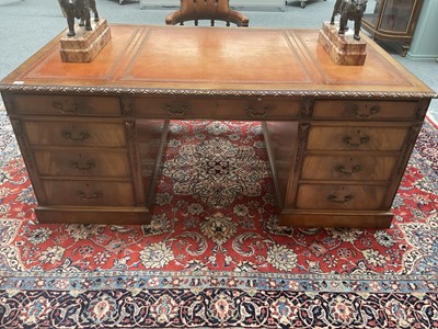 Lot 1 - A Carved Mahogany Double Pedestal Desk, late...